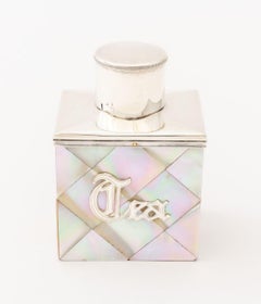 Porta tè vittoriano in madreperla montato in argento