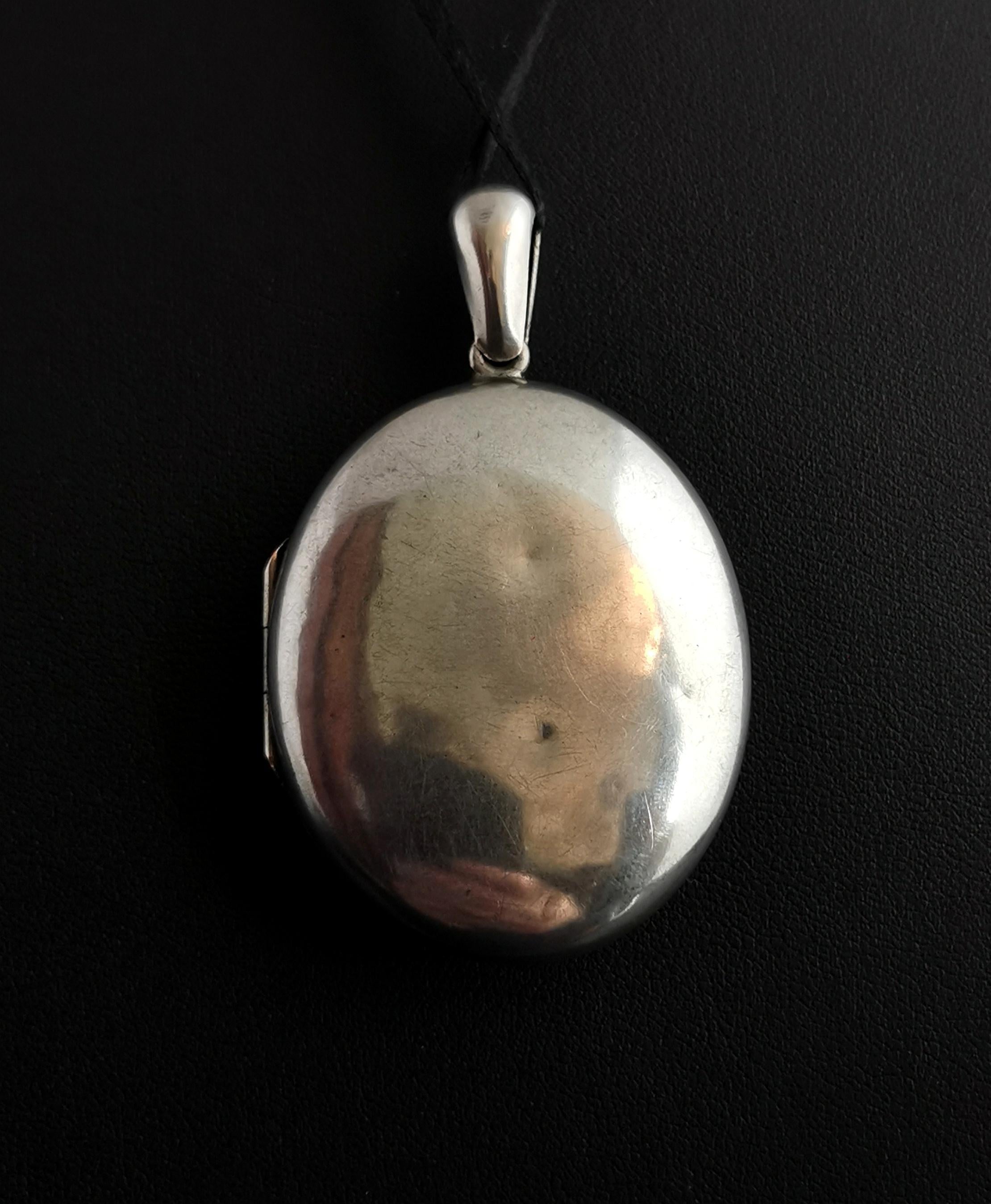 Viktorianische Silber-Trauer-Medaillon:: monogrammiert:: graviert 5