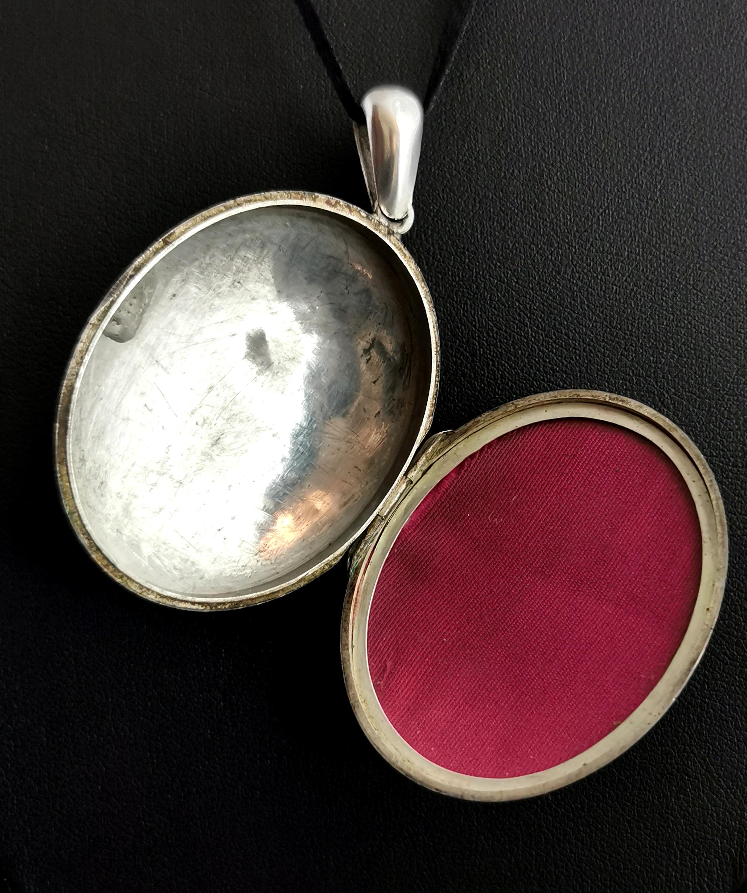 Viktorianische Silber-Trauer-Medaillon:: monogrammiert:: graviert 3