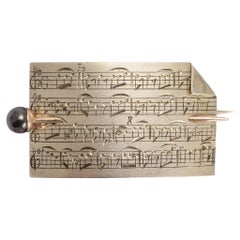 Antique Victorian Silver Music Score Brooch