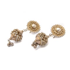 Antique Silver Openwork Filigree Dangle Earrings