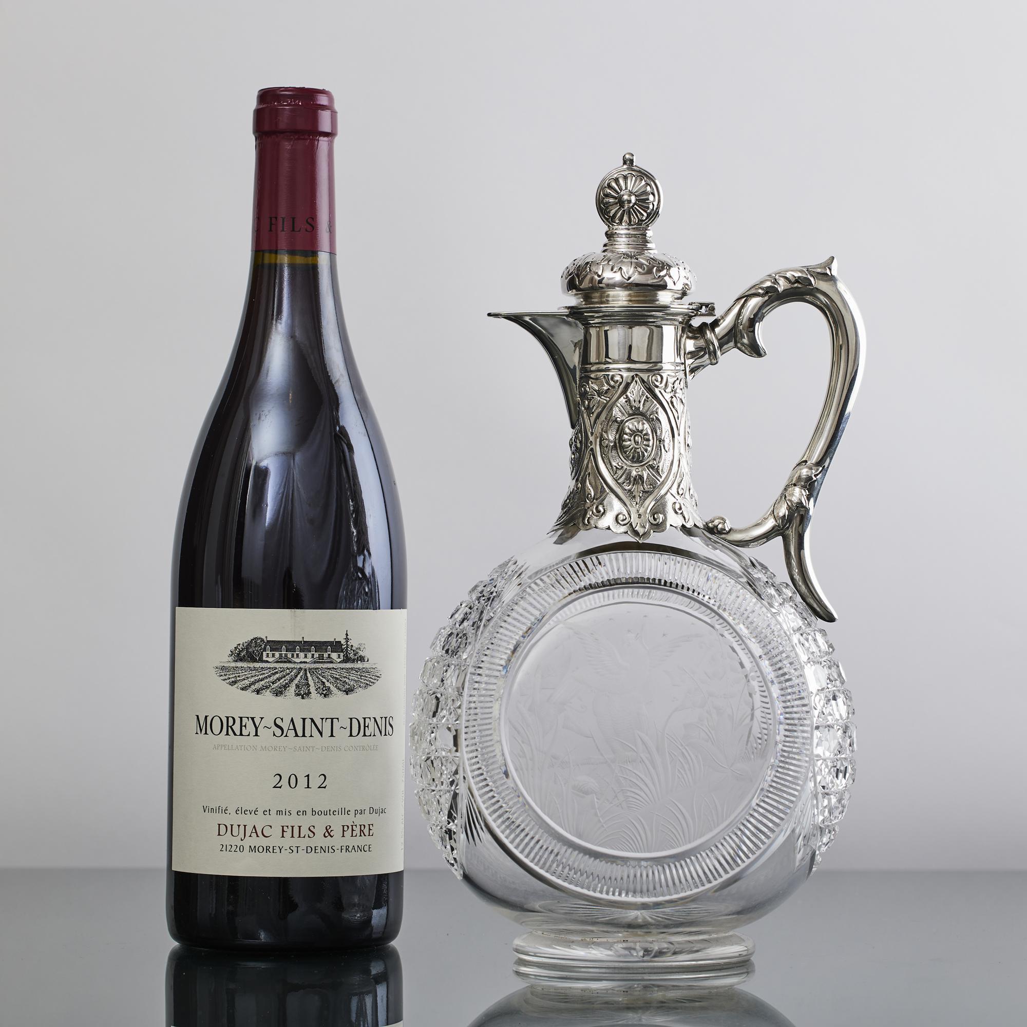 Antique silver & cut-glass claret wine jug 5