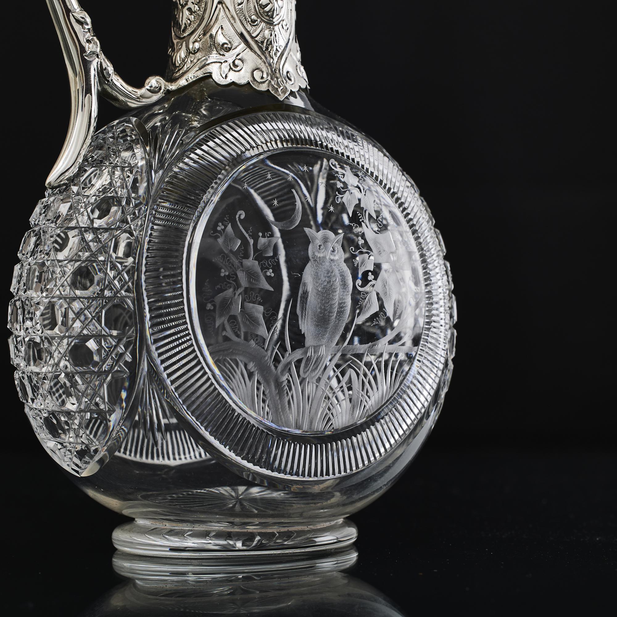 Victorian Antique silver & cut-glass claret wine jug