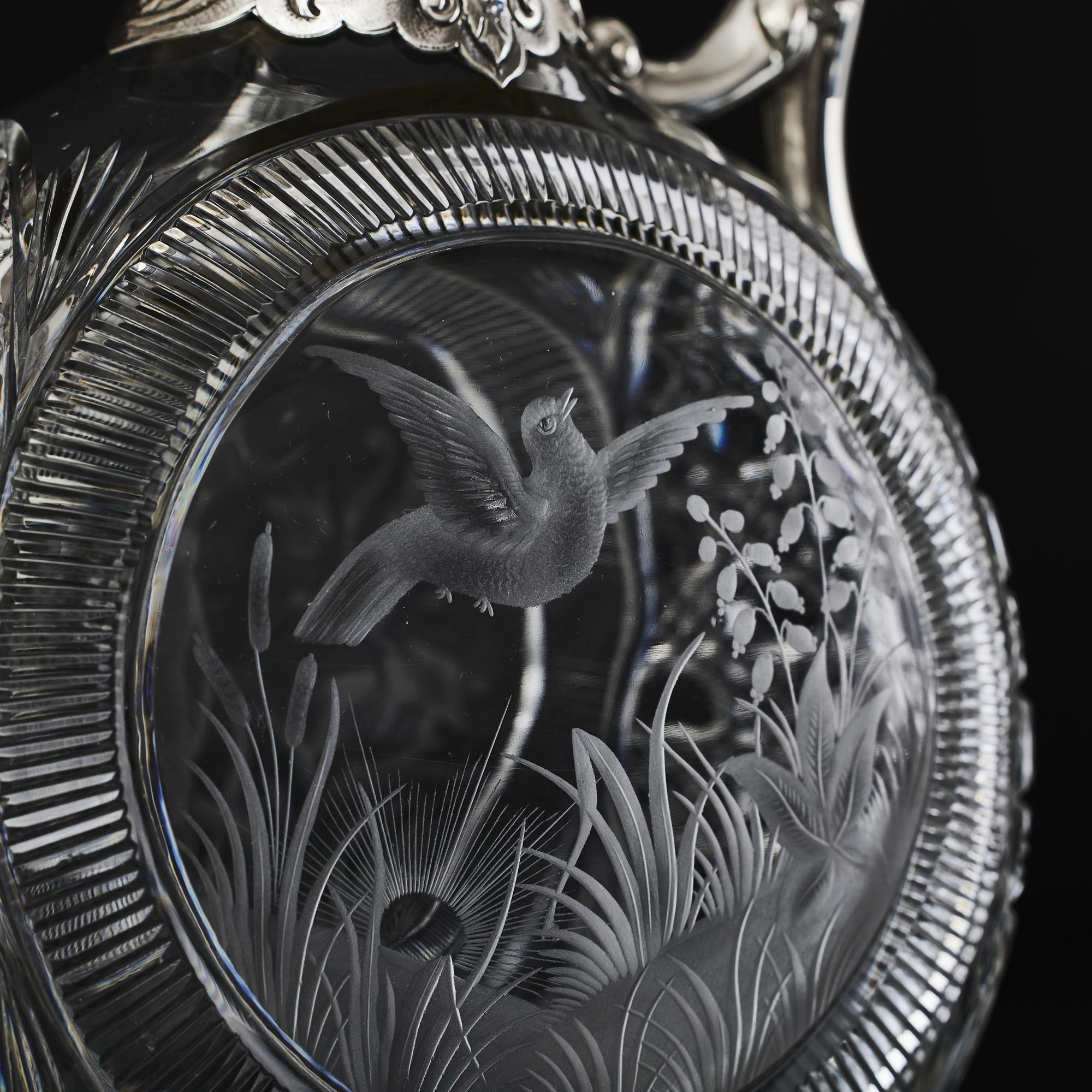 Late 19th Century Antique silver & cut-glass claret wine jug