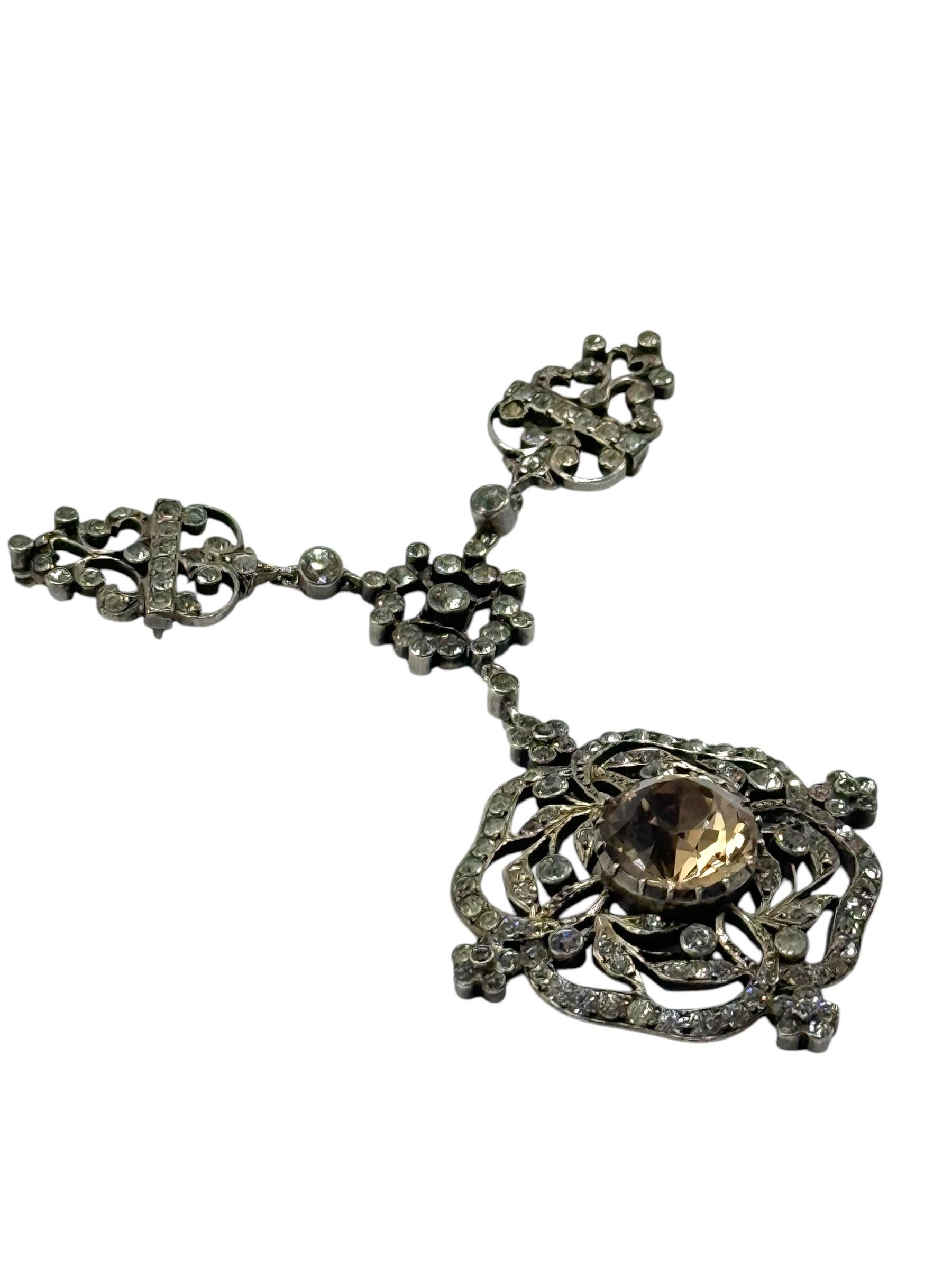 Women's or Men's Victorian Silver Paste Pendant Necklace with Black Ribbon Choker Setting