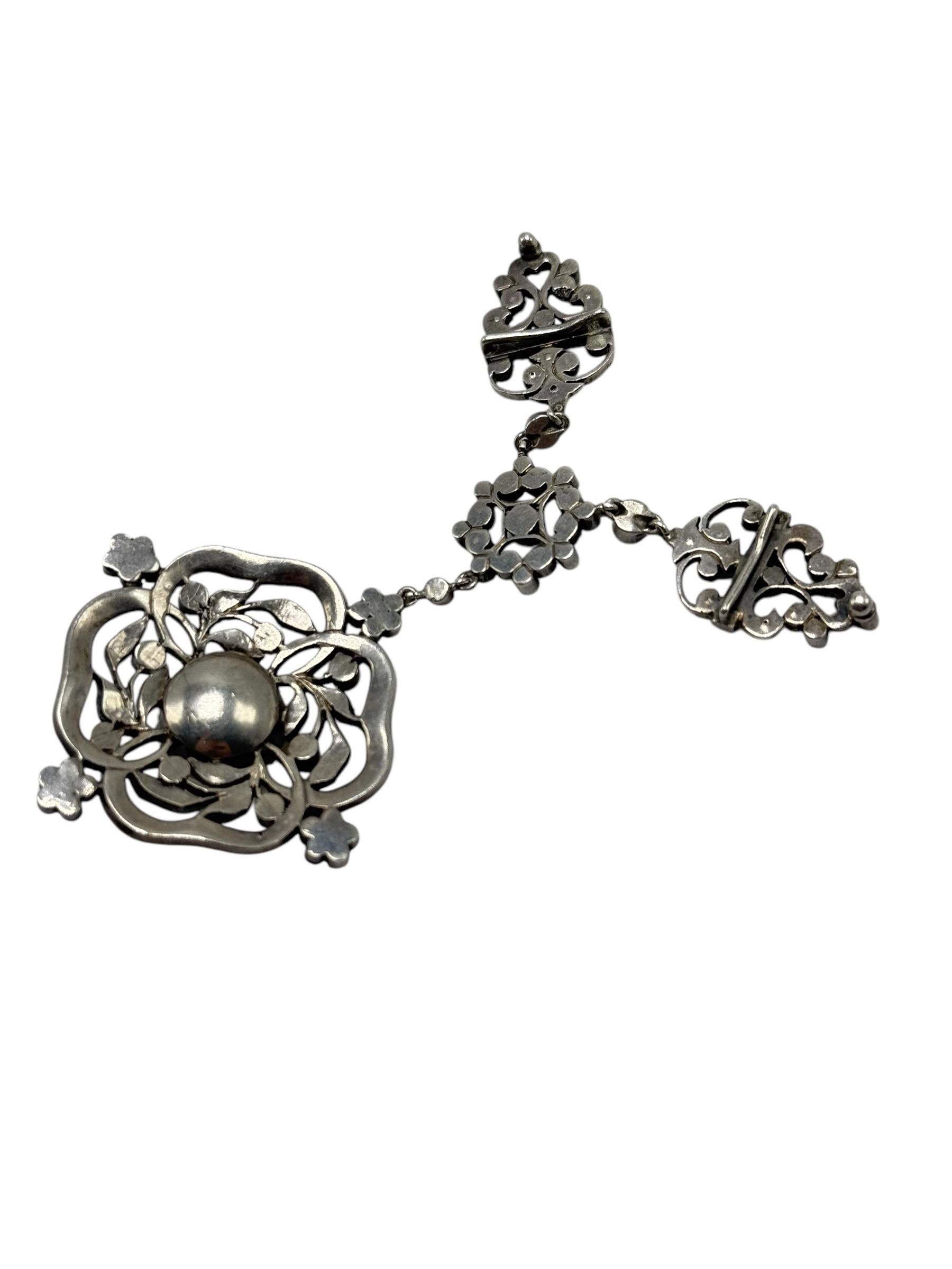 Victorian Silver Paste Pendant Necklace with Black Ribbon Choker Setting 3