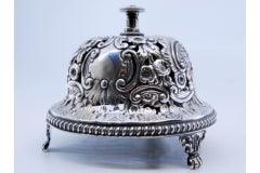 Victorian silver pierced bell with shells, garlands and zoomorphic feet
