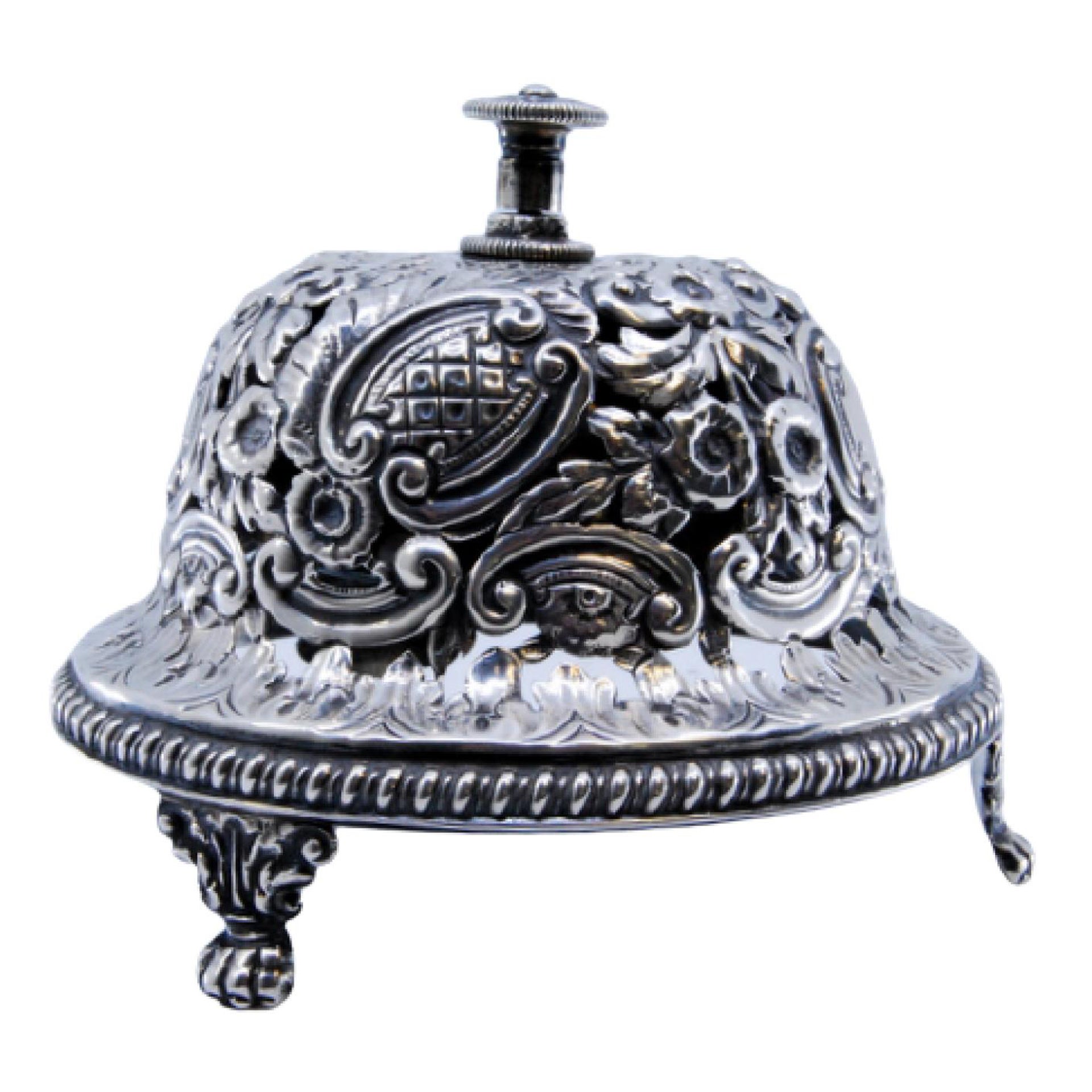 Victorian silver pierced bell with shells, garlands and zoomorphic feet