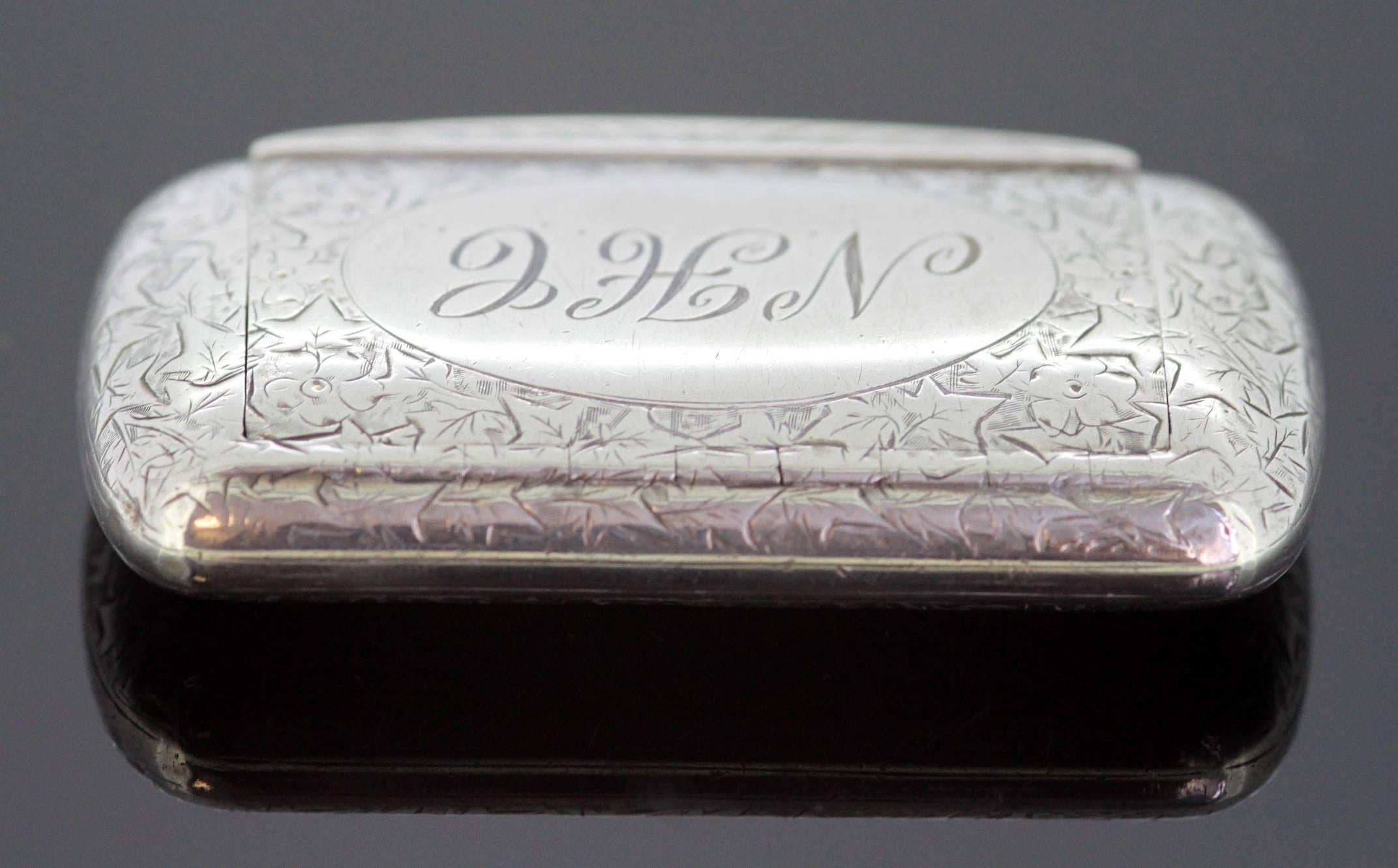 British Victorian Silver Pill / Snuff Box by George Unite, Birmingham, 1888