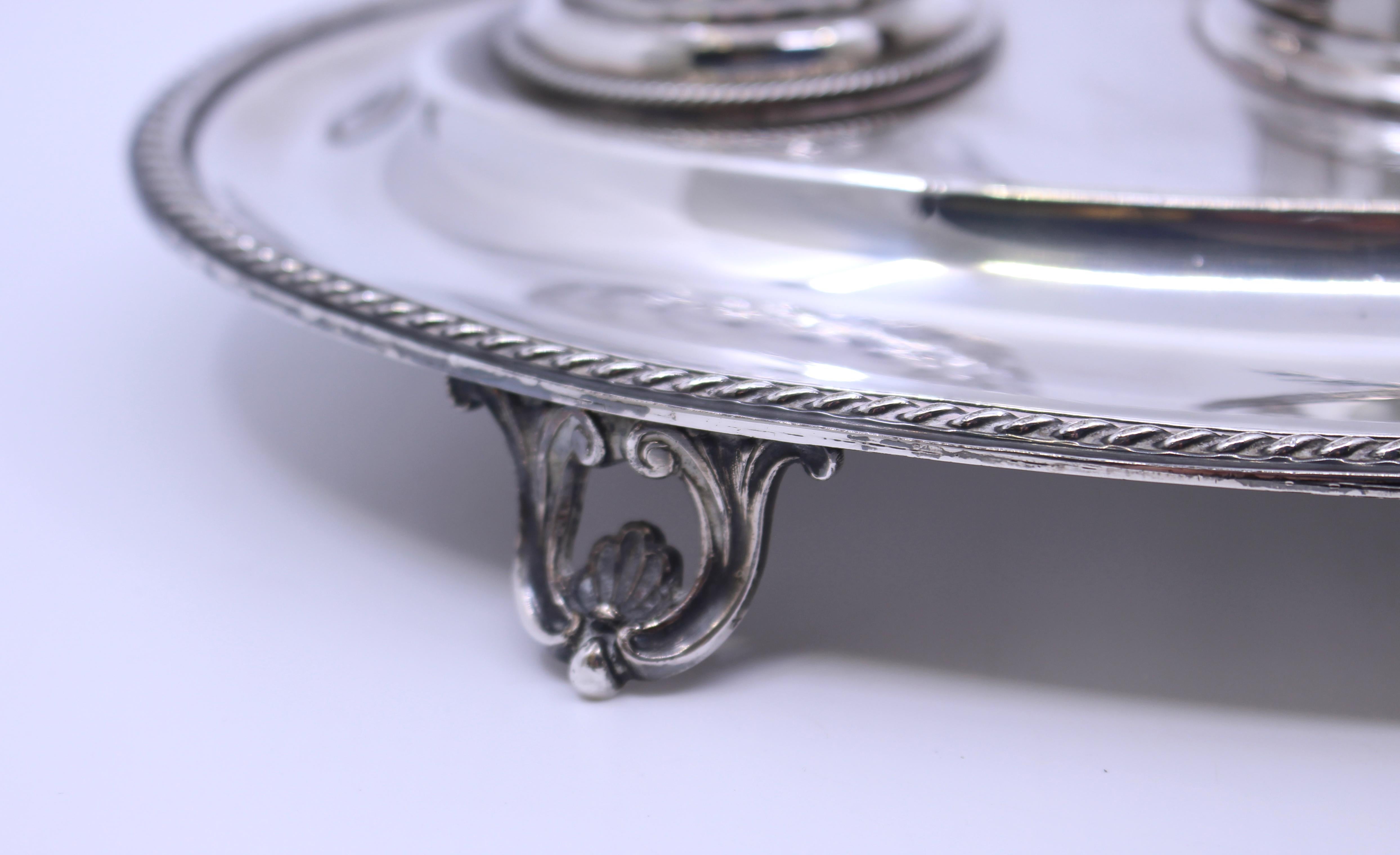 Victorian Silver Plate & Cut Glass Inkwell 4
