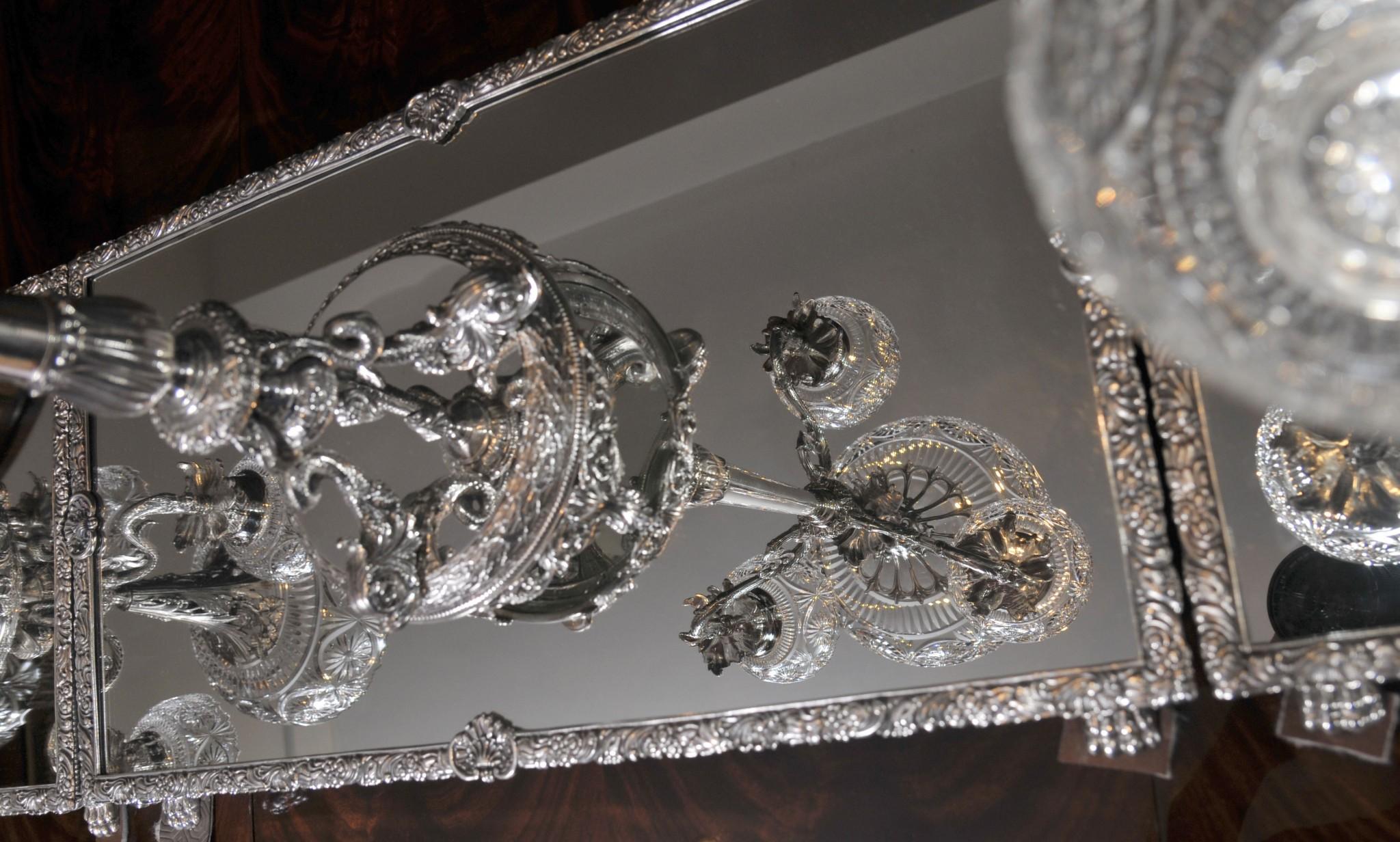 Victorian Silver Plate Epergne Centrepiece - Sheffield Cut Glass Bowl 6