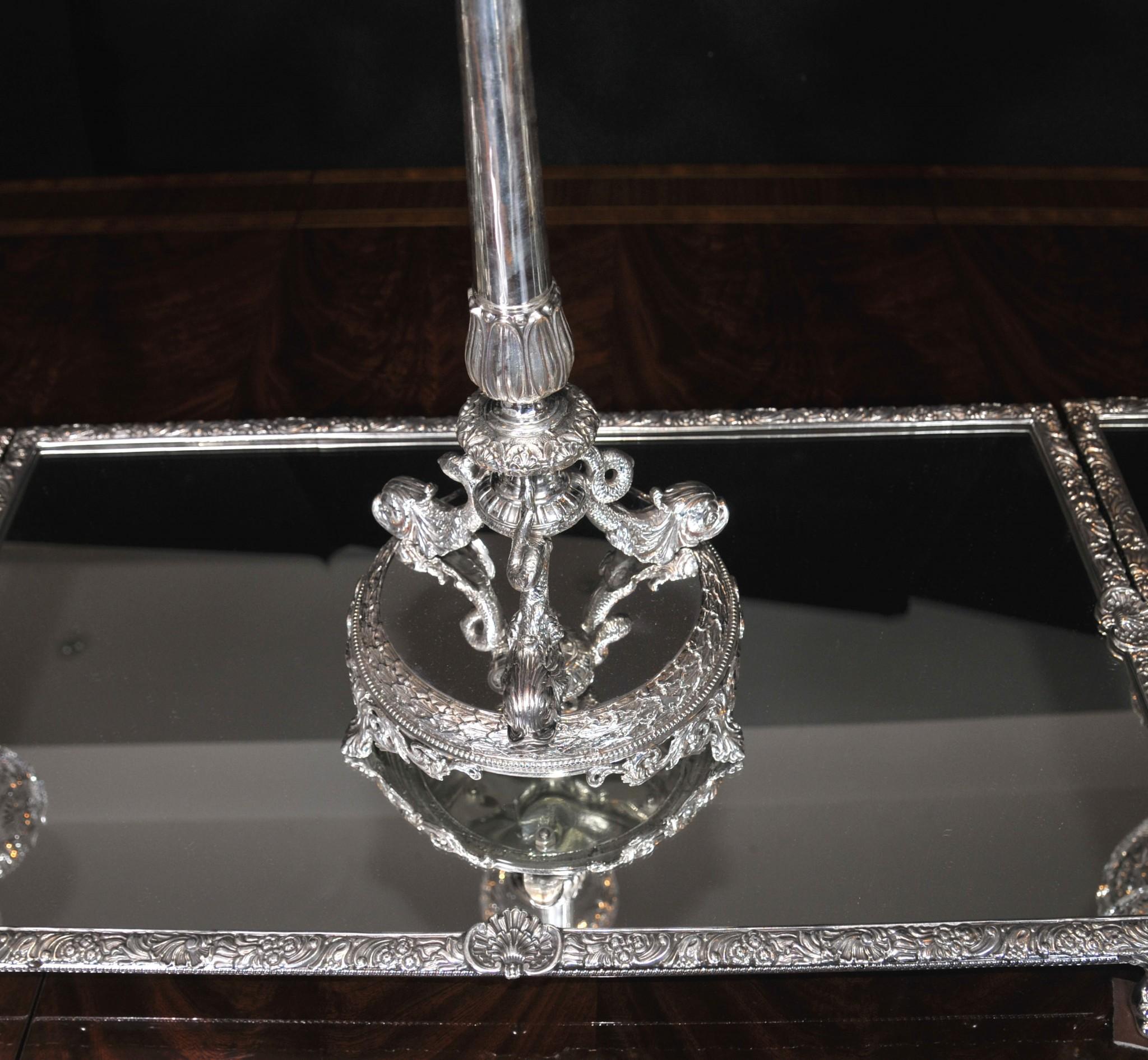 Victorian Silver Plate Epergne Centrepiece - Sheffield Cut Glass Bowl 1