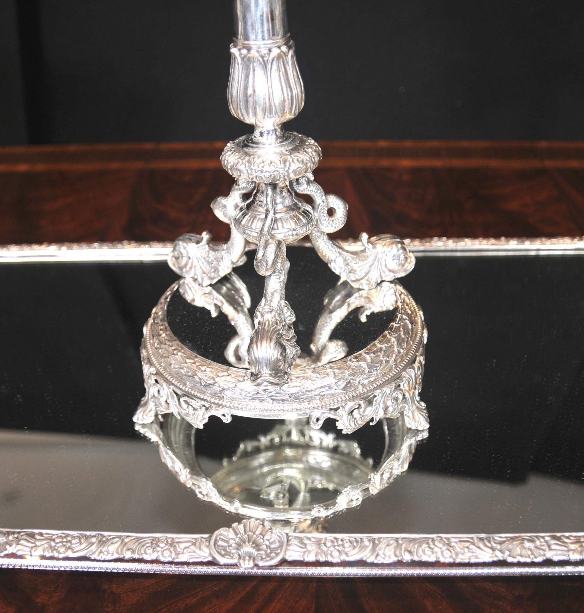 Victorian Silver Plate Epergne Centrepiece - Sheffield Cut Glass Bowl 2