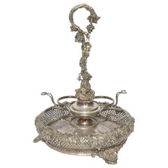 Victorian Silver Plate Grape Decanter Stand Holder Tantalus for Five Bottles Victorian Silver Plate Grape Decanter Stand Holder Tantalus for Five Bottles