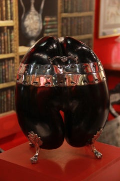 Caddy victorien à coco de mer monté en métal argenté