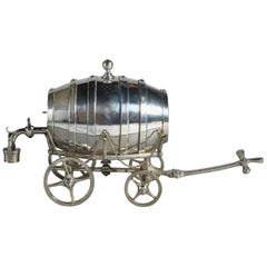 Antique Victorian Silver Plate Novelty Spirit Barrel Carriage