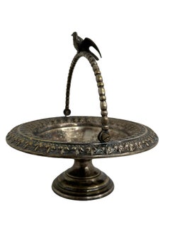 Victorian Silver Plate Pedestal Tray for Cake Stand or Candy Dish, Antique 1910s