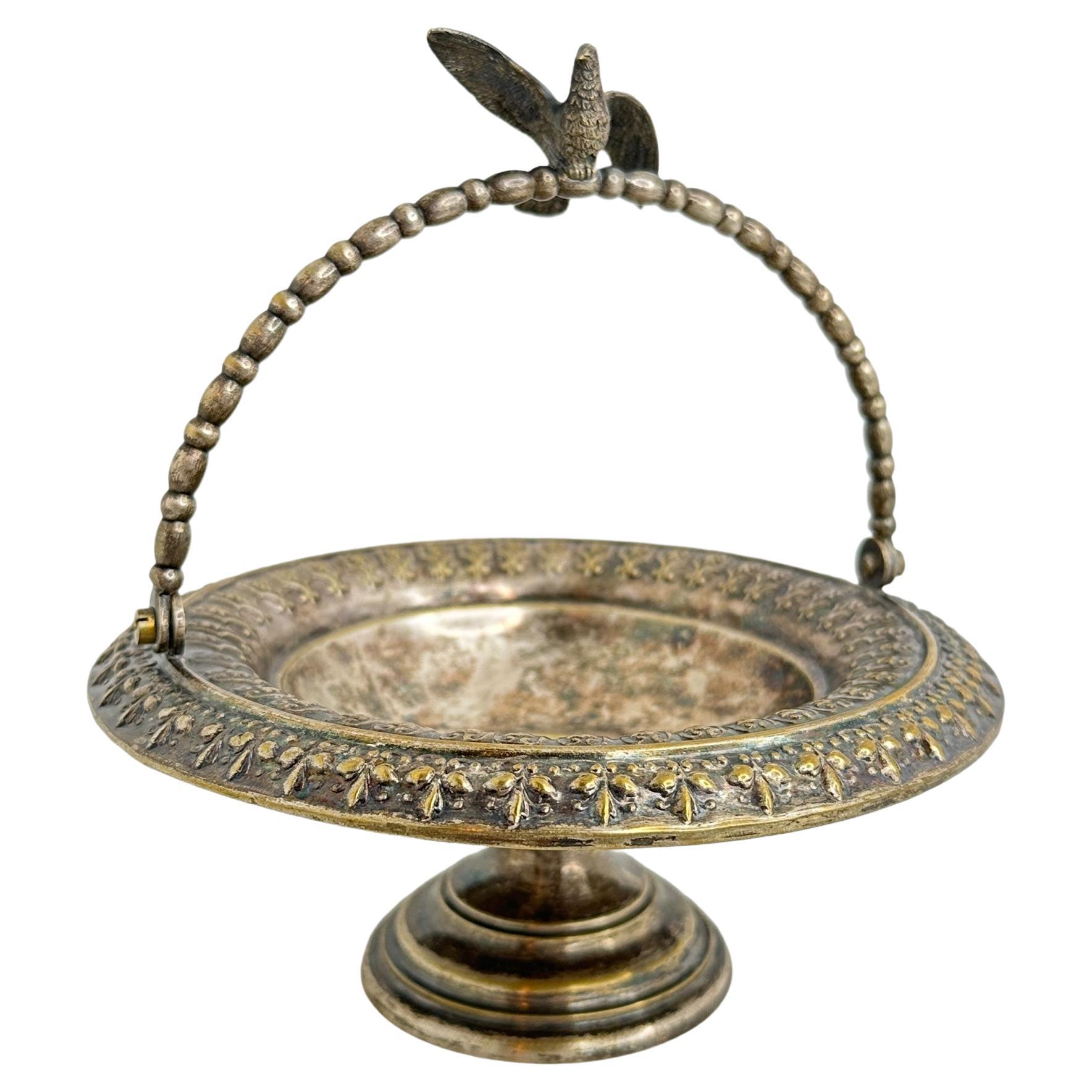 Viktorianische Silber Platte Pedestal Tablett für Kuchen Stand oder Candy Dish, antike 1910s