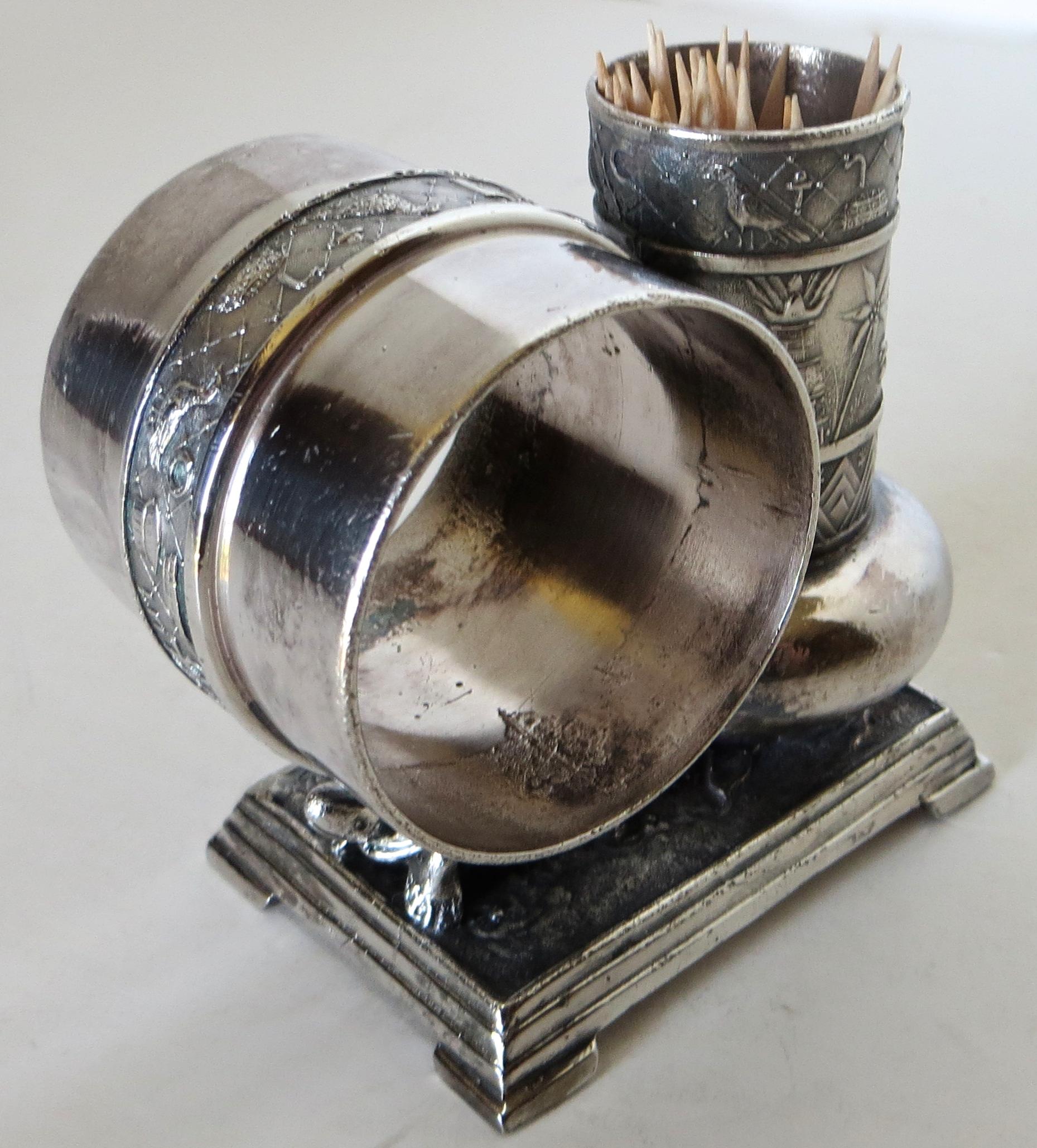 As with all Victorian figurals, this combination silver plated Turtle napkin ring and attached bud vase is much sough after by Americana collectors. Rings were used, not only for entertaining and special occasions, but also to identify each member