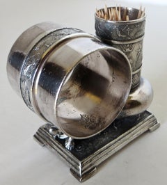 Victorian Silver Plate Turtle Napkin Ring and Bud Vase, American, circa 1880