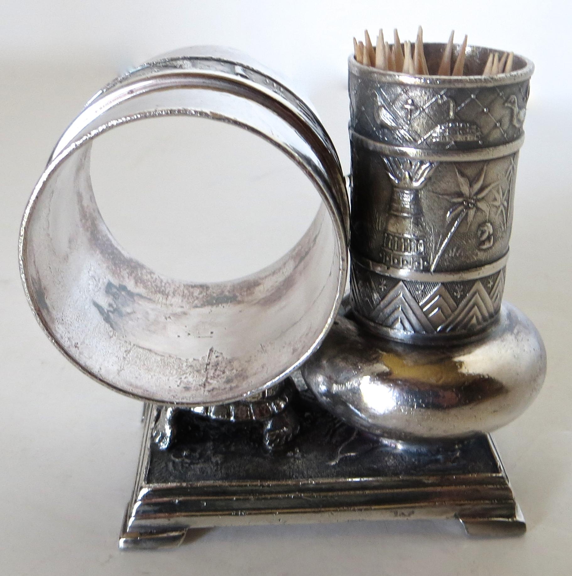 Victorian Silver Plate Turtle Napkin Ring and Bud Vase, American, circa 1880 In Excellent Condition In Incline Village, NV