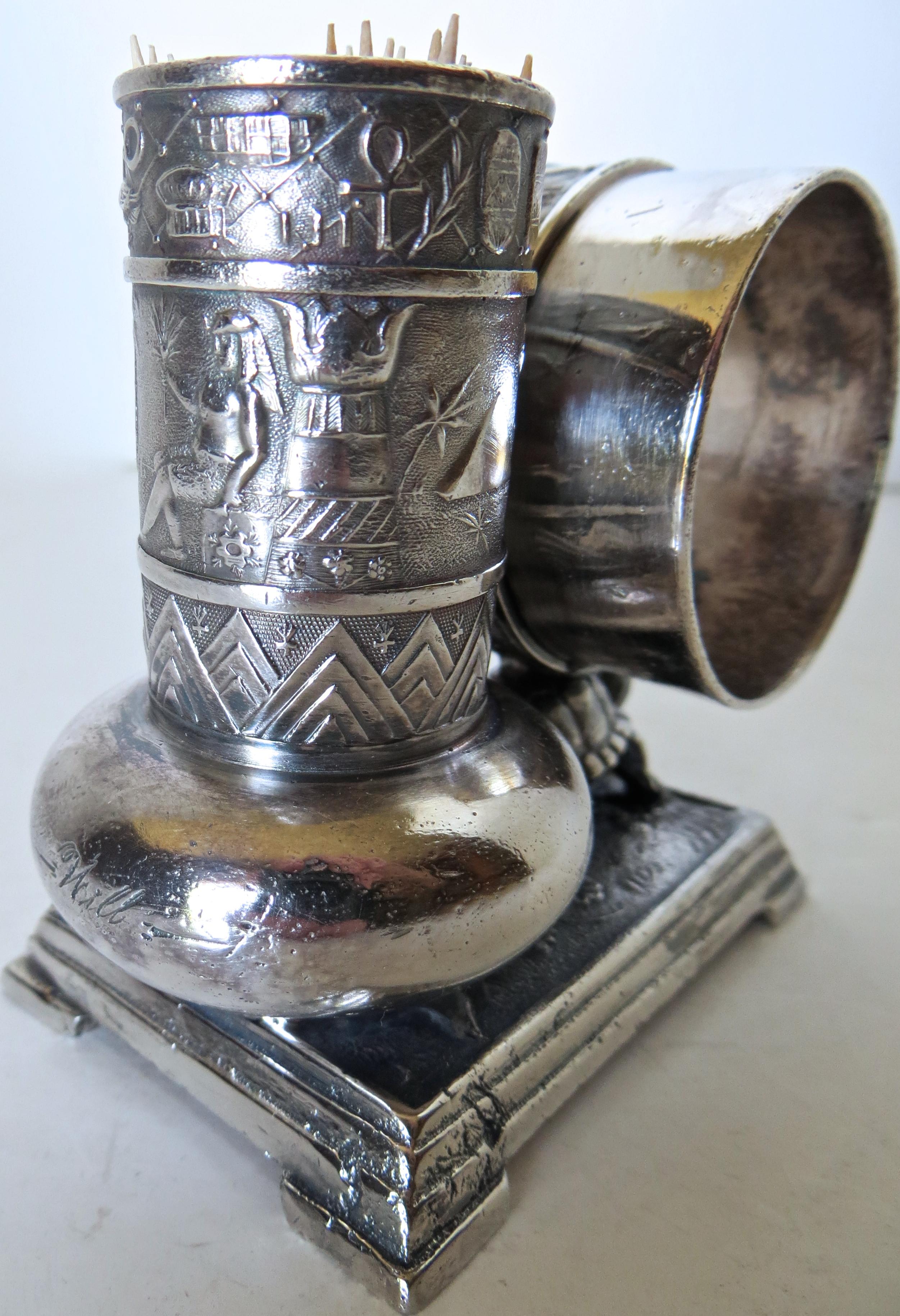 Late 19th Century Victorian Silver Plate Turtle Napkin Ring and Bud Vase, American, circa 1880