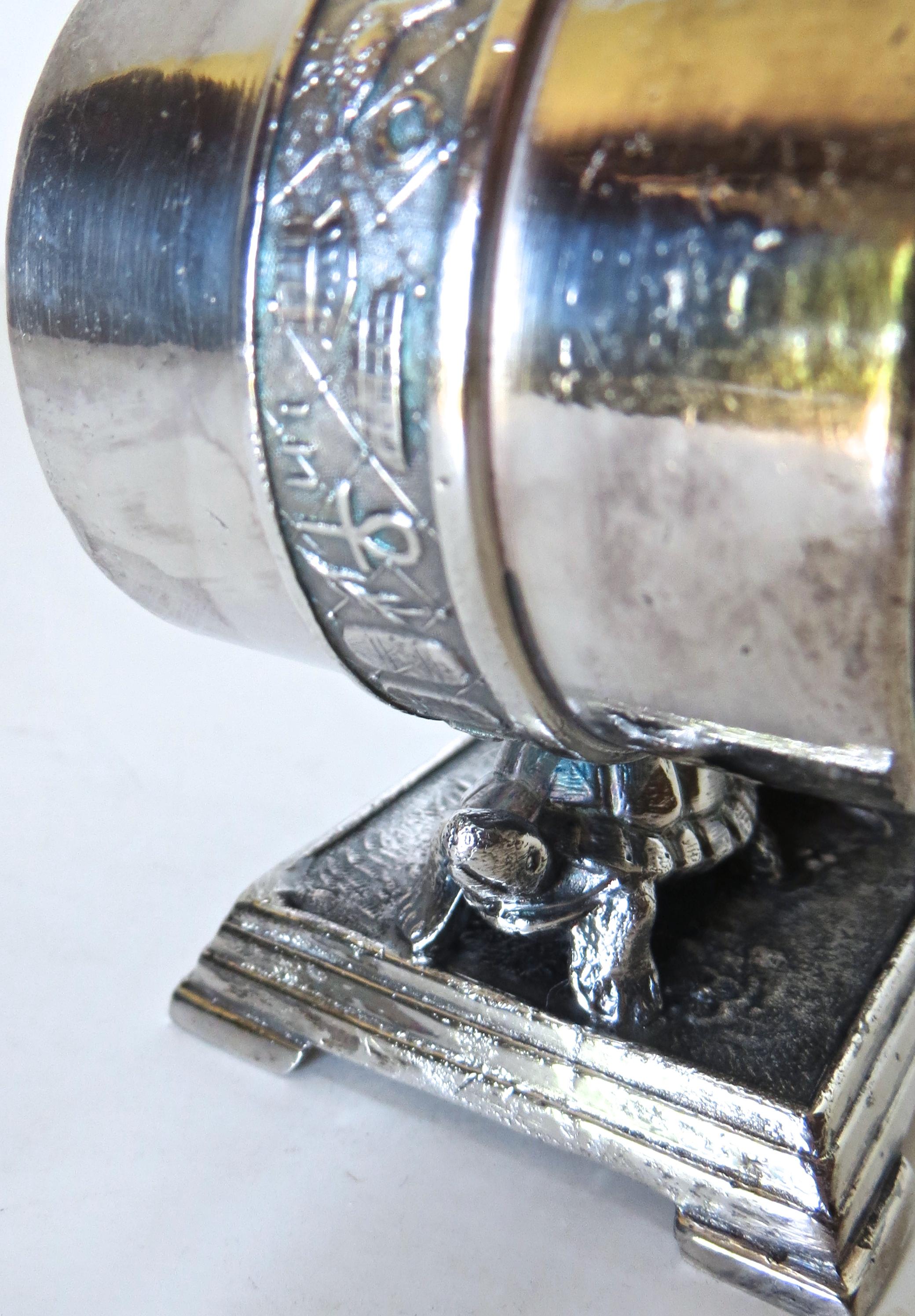 Metal Victorian Silver Plate Turtle Napkin Ring and Bud Vase, American, circa 1880