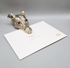 Victorian Silver Plate Whippet Greyhound Paper Clip, Glass Eyes, England c. 1880