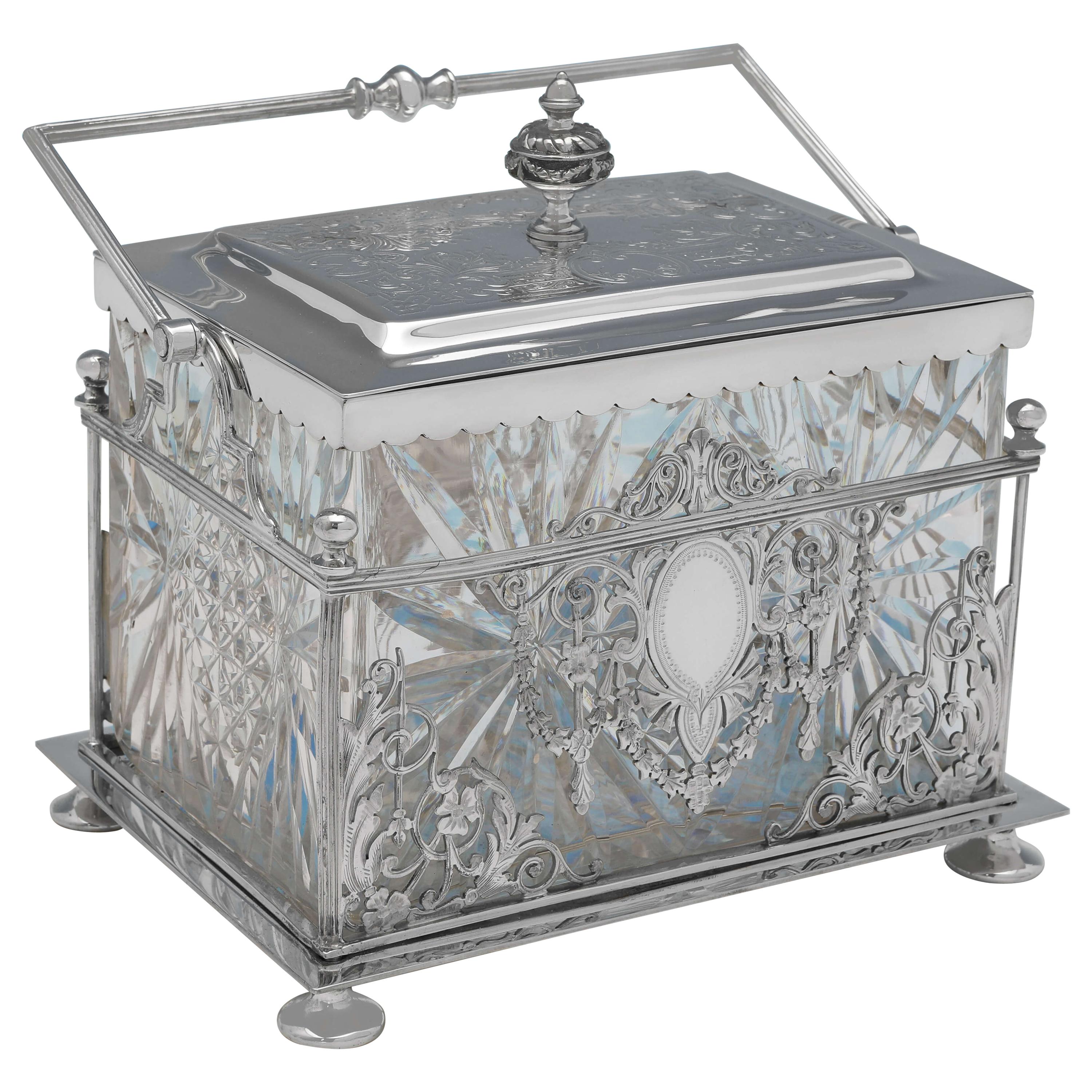 Victorian Silver Plated Biscuit Box by William Hutton & Sons, Circa 1890