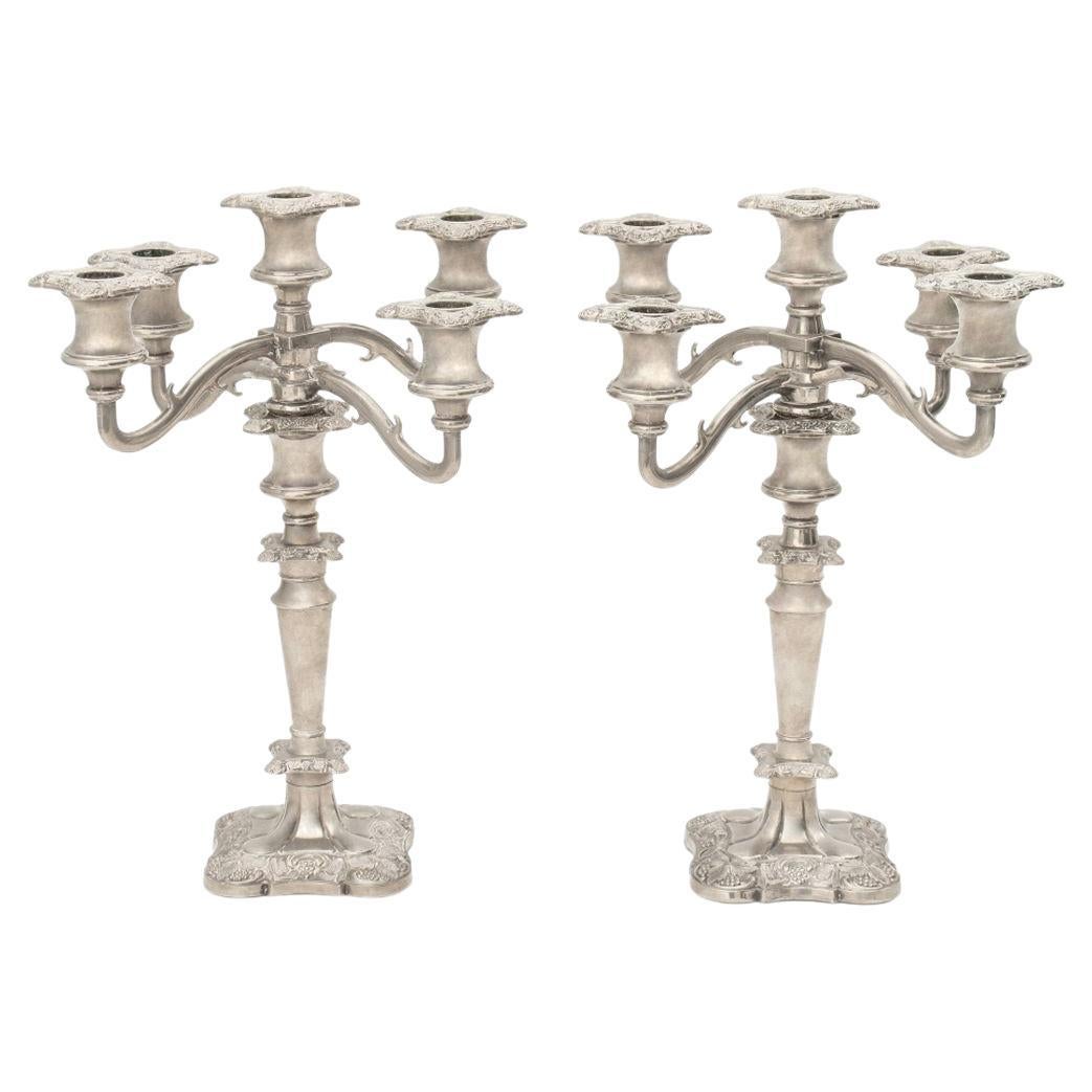Victorian Silver Plated Candelabra, Pair