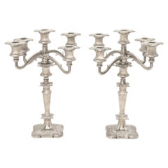 Victorian Silver Plated Candelabra, Pair