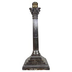 Victorian Silver Plated Corinthian Column Table Lamp