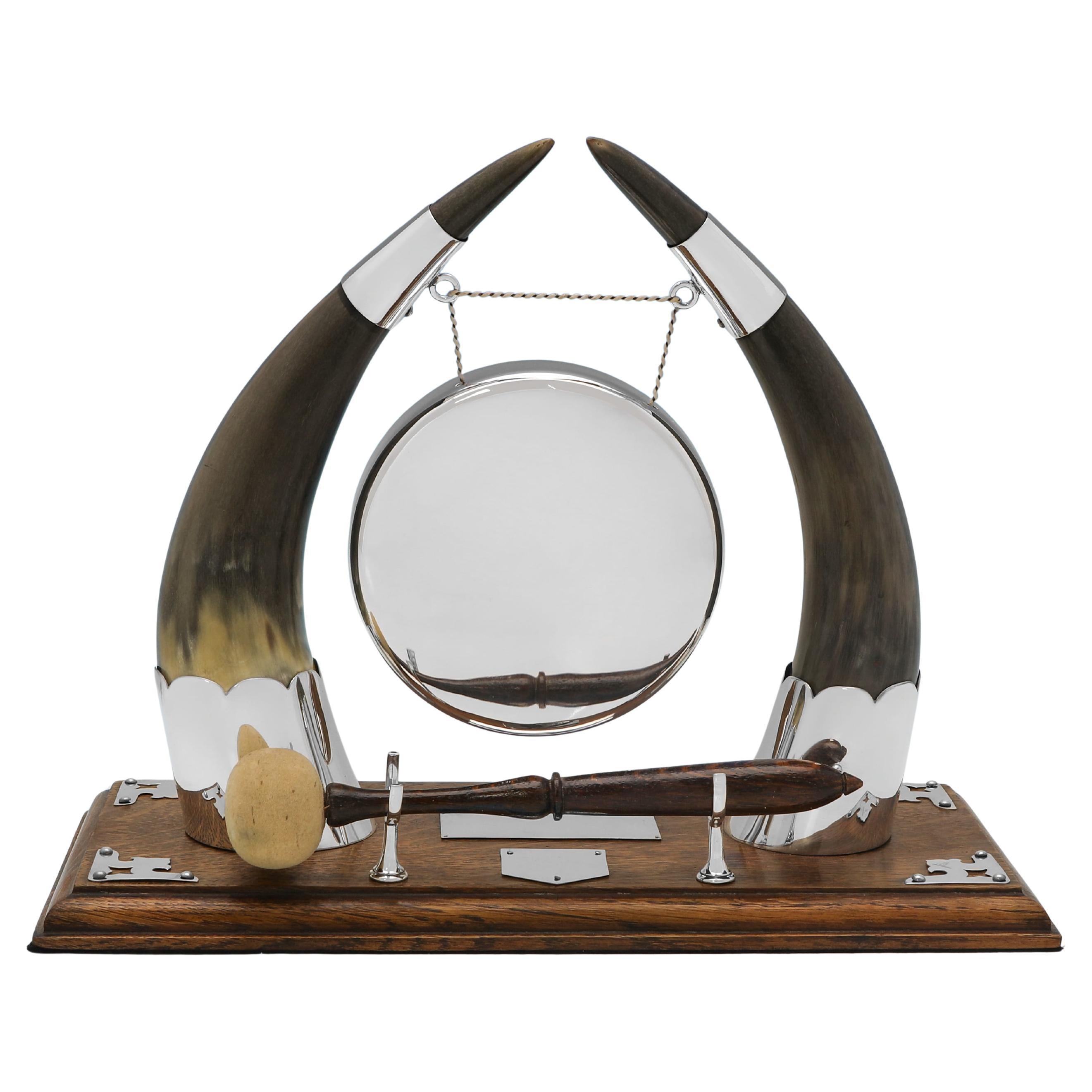 Victorian silver plated dinner gong made by Walker & Hall circa 1890 For Sale