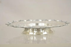 Victorian Silver Plated Draped Rim Small Footed Trinket Dish Platter Tray