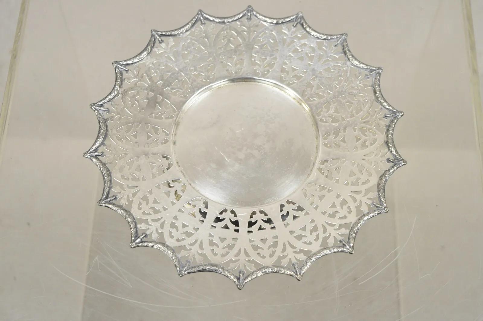 Victorian Silver Plated Draped Rim Small Footed Trinket Dish Platter Tray For Sale 5
