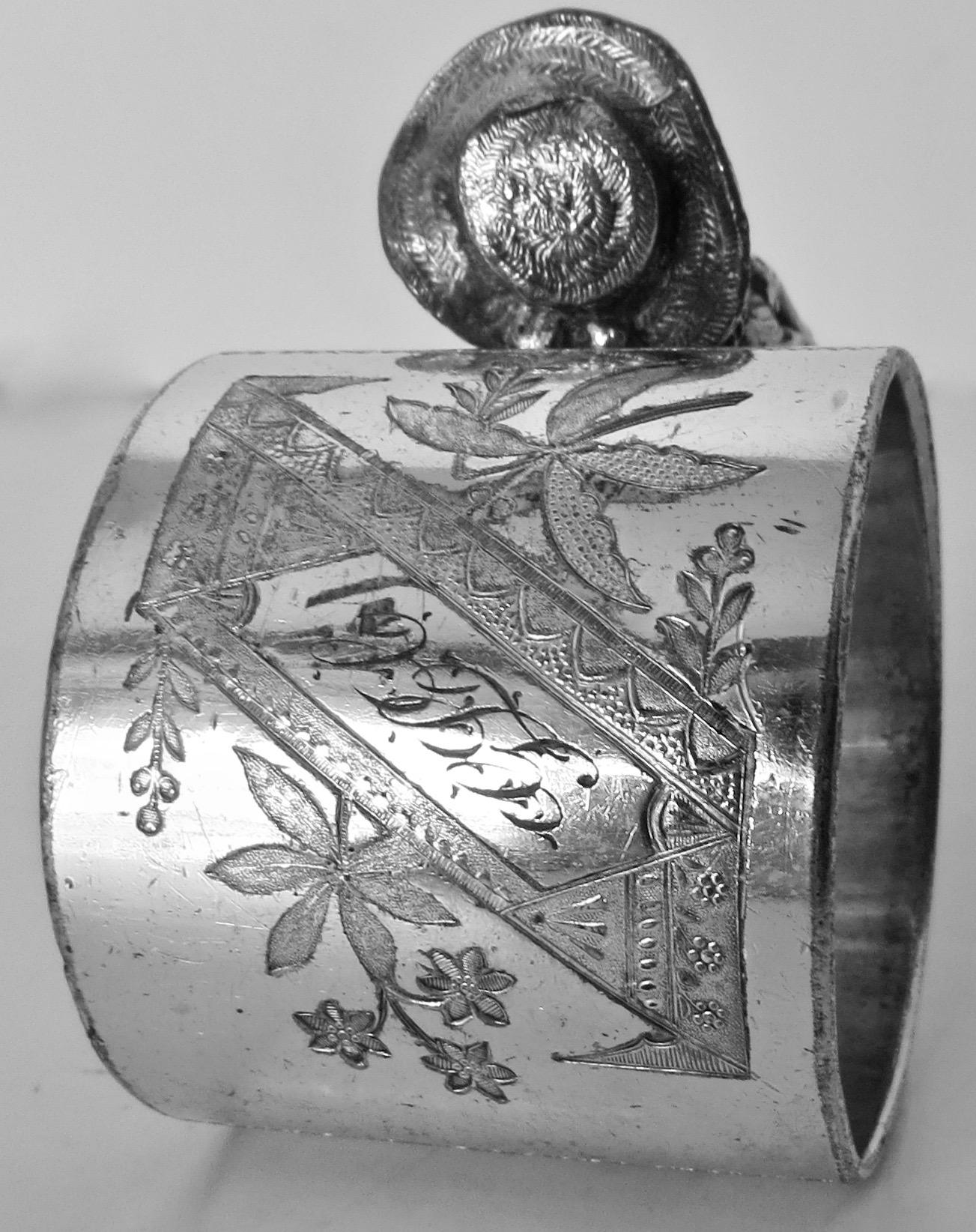 Victorian Silver Plated Figural Napkin Ring (Boy On Ring) . American, Circa 1880 In Good Condition In Incline Village, NV