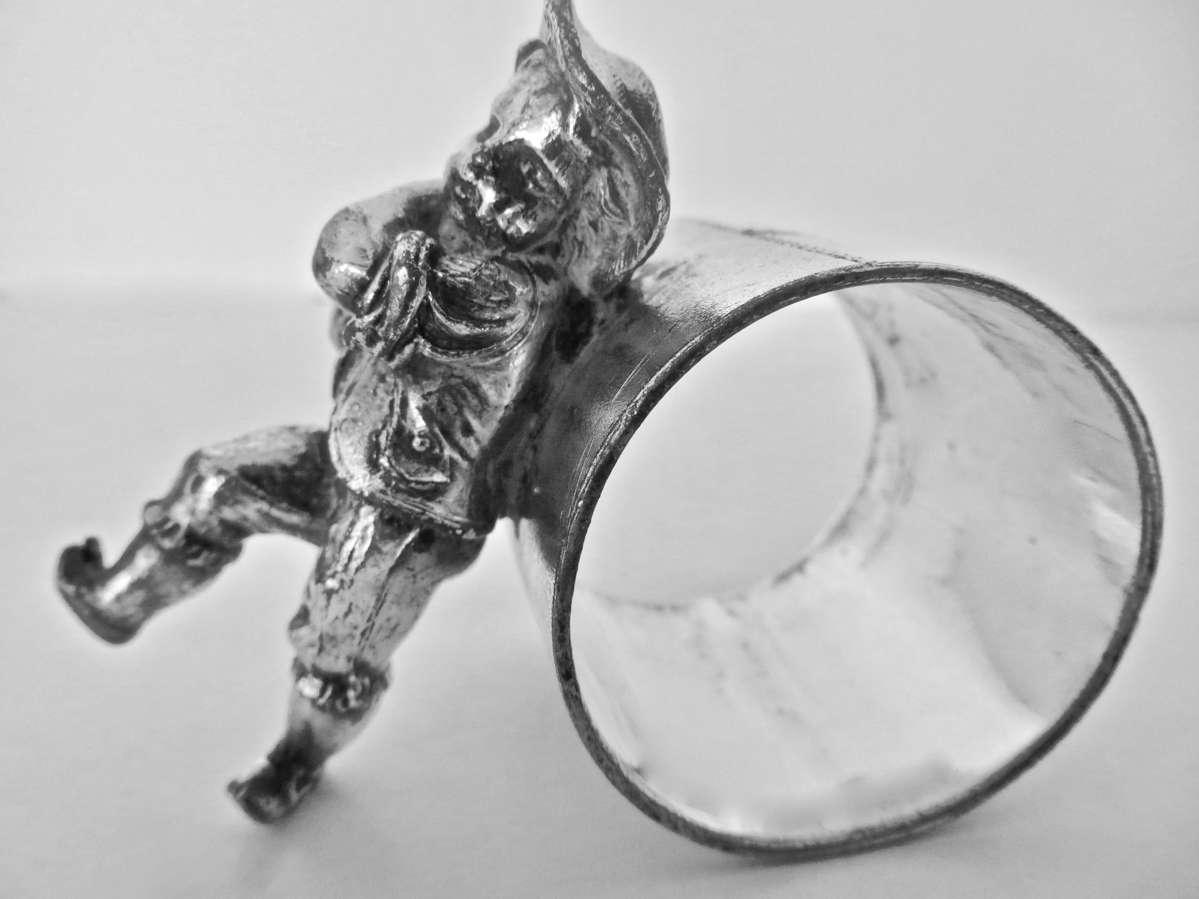 Britannia Standard Silver Victorian Silver Plated Figural Napkin Ring (Boy On Ring) . American, Circa 1880