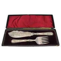 Antique Victorian Silver-Plated Fish Knife & Fork Set c.1880