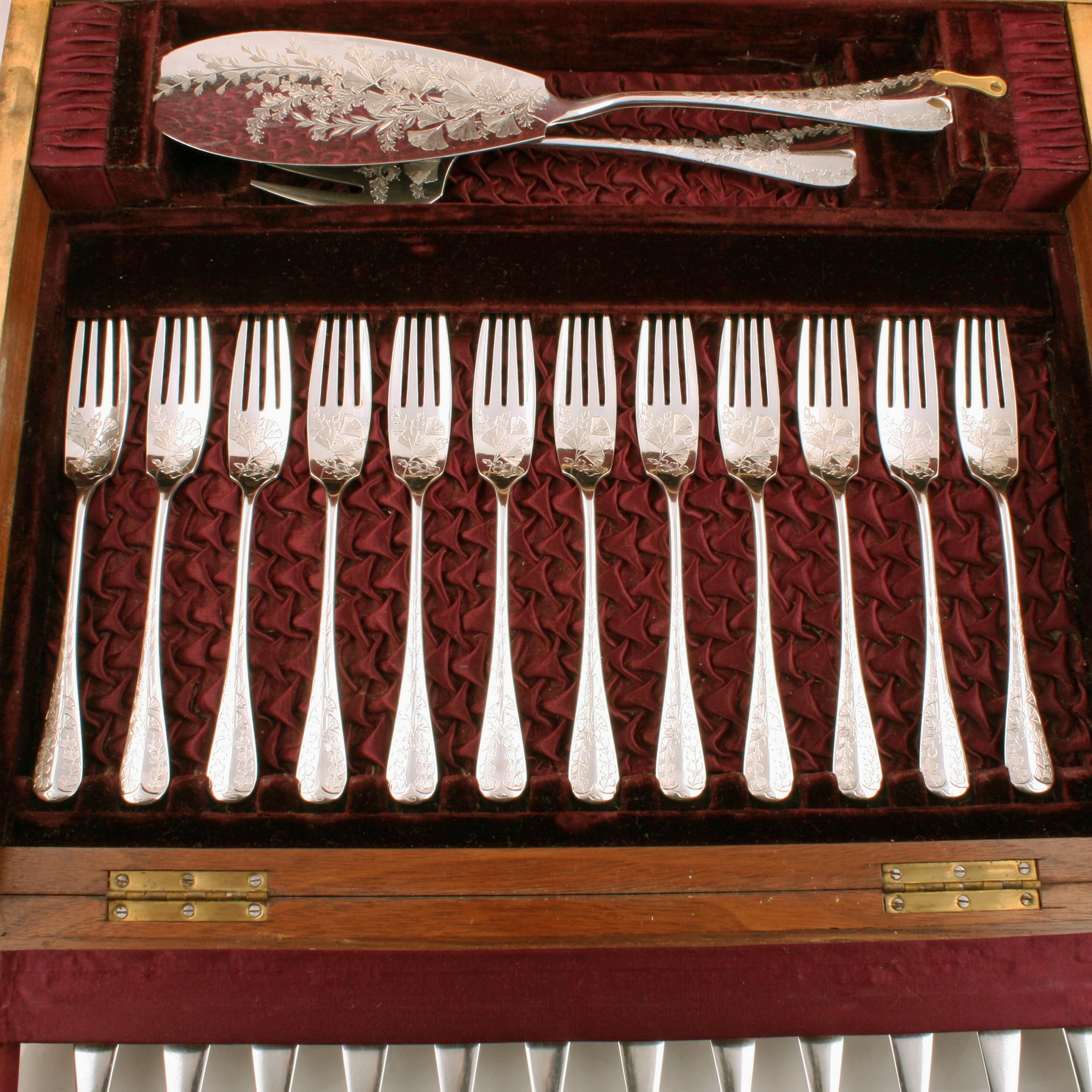 Victorian Silver Plated Fish Set In Good Condition In Newcastle Upon Tyne, GB