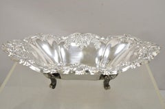Victorian Silver Plated Floral Repousse Trinket Dish Serving Bowl Platter