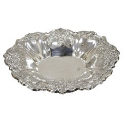 Victorian Silver Plated Floral Repousse Trinket Dish Serving Bowl Platter