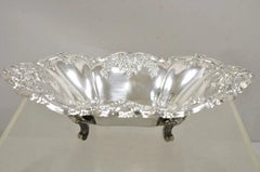 Victorian Silver Plated Floral Repousse Trinket Dish Serving Fruit Bowl Platter
