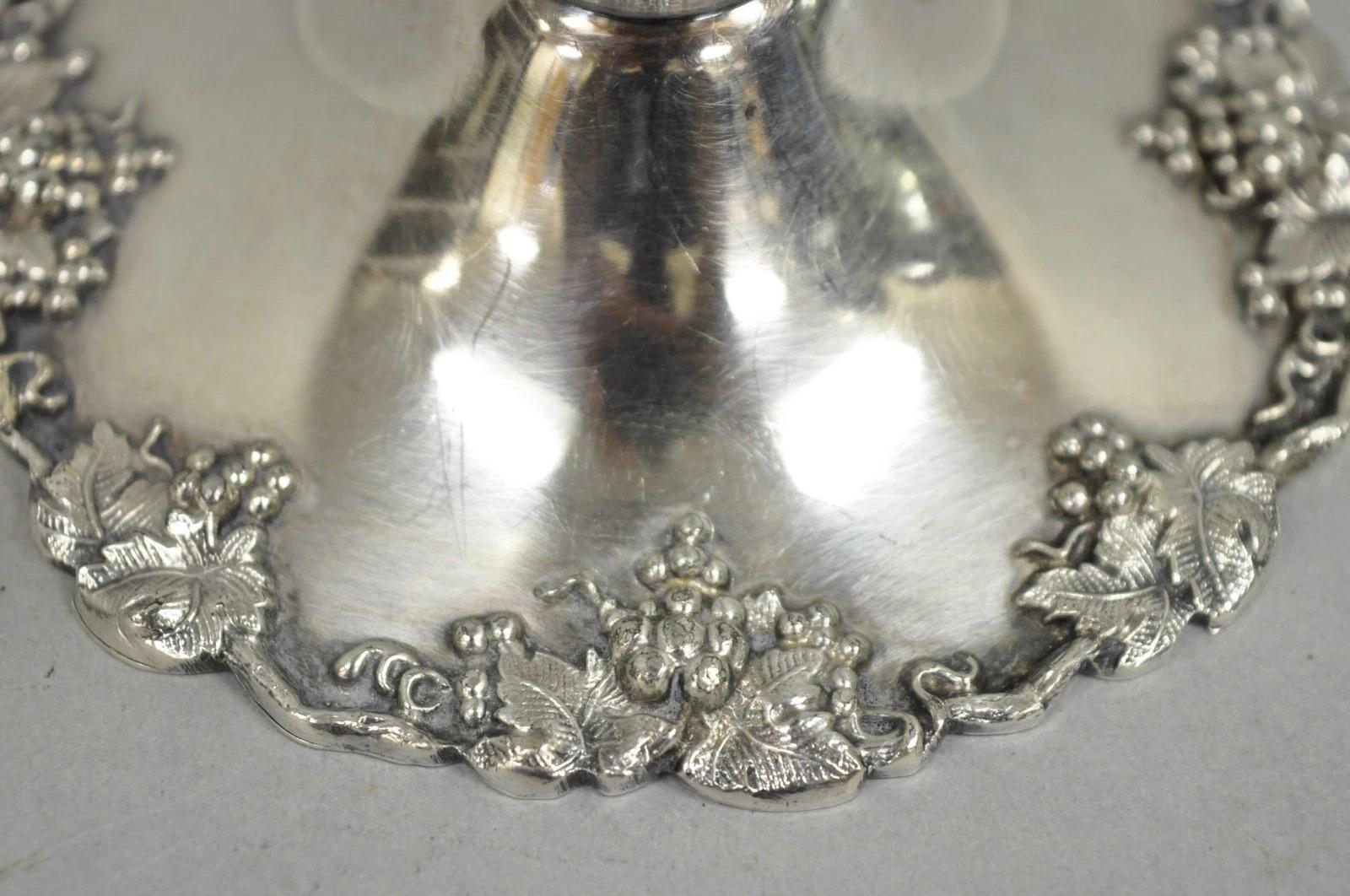 Victorian Silver Plated Grapevine Repousse Pedestal Candy Nut Dish by Barbour For Sale 1