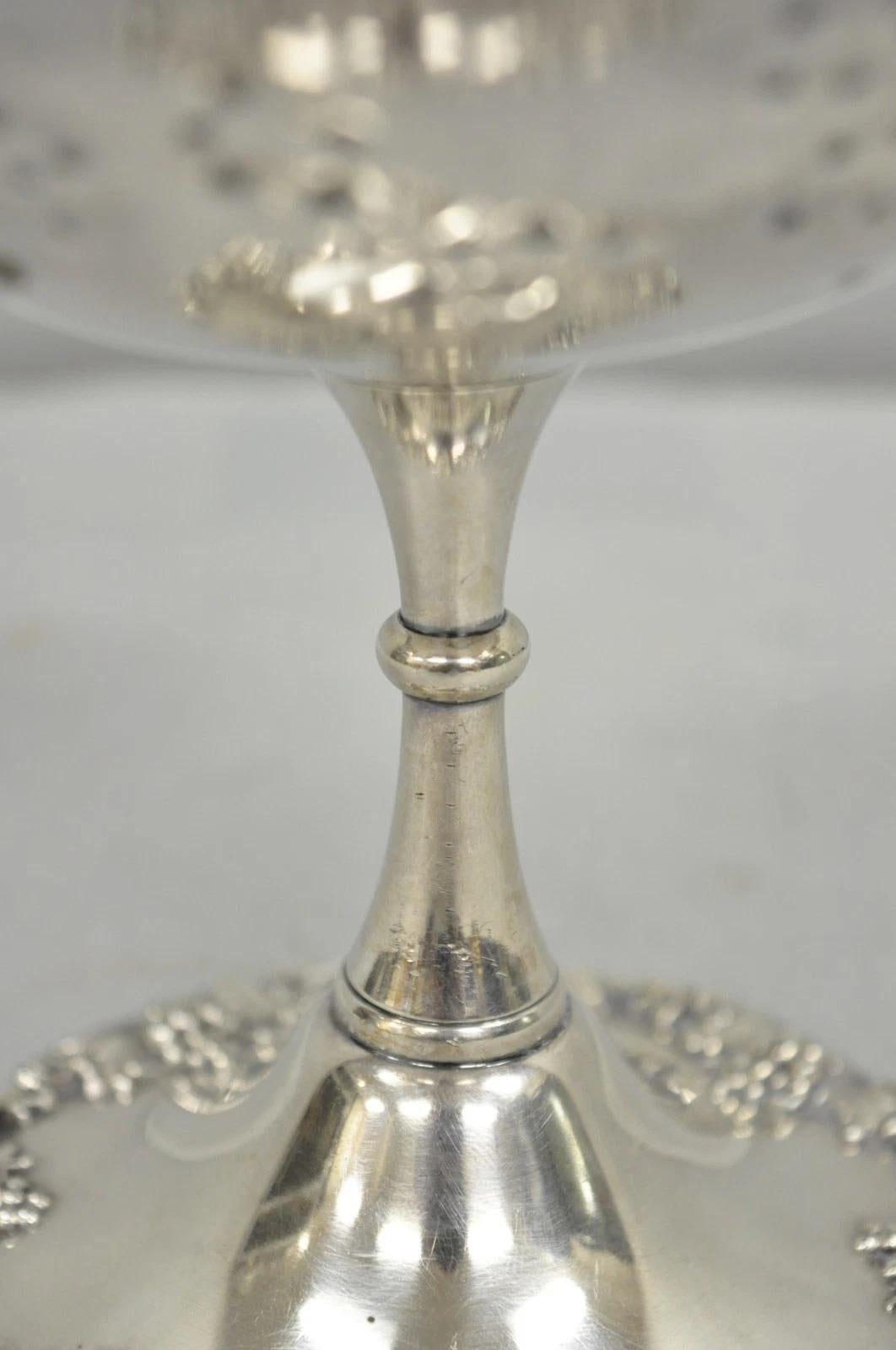 Victorian Silver Plated Grapevine Repousse Pedestal Candy Nut Dish by Barbour For Sale 3