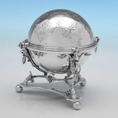 Viktorianische versilberte Keksdose mit drehbarem Deckel, registriert im Januar 1870