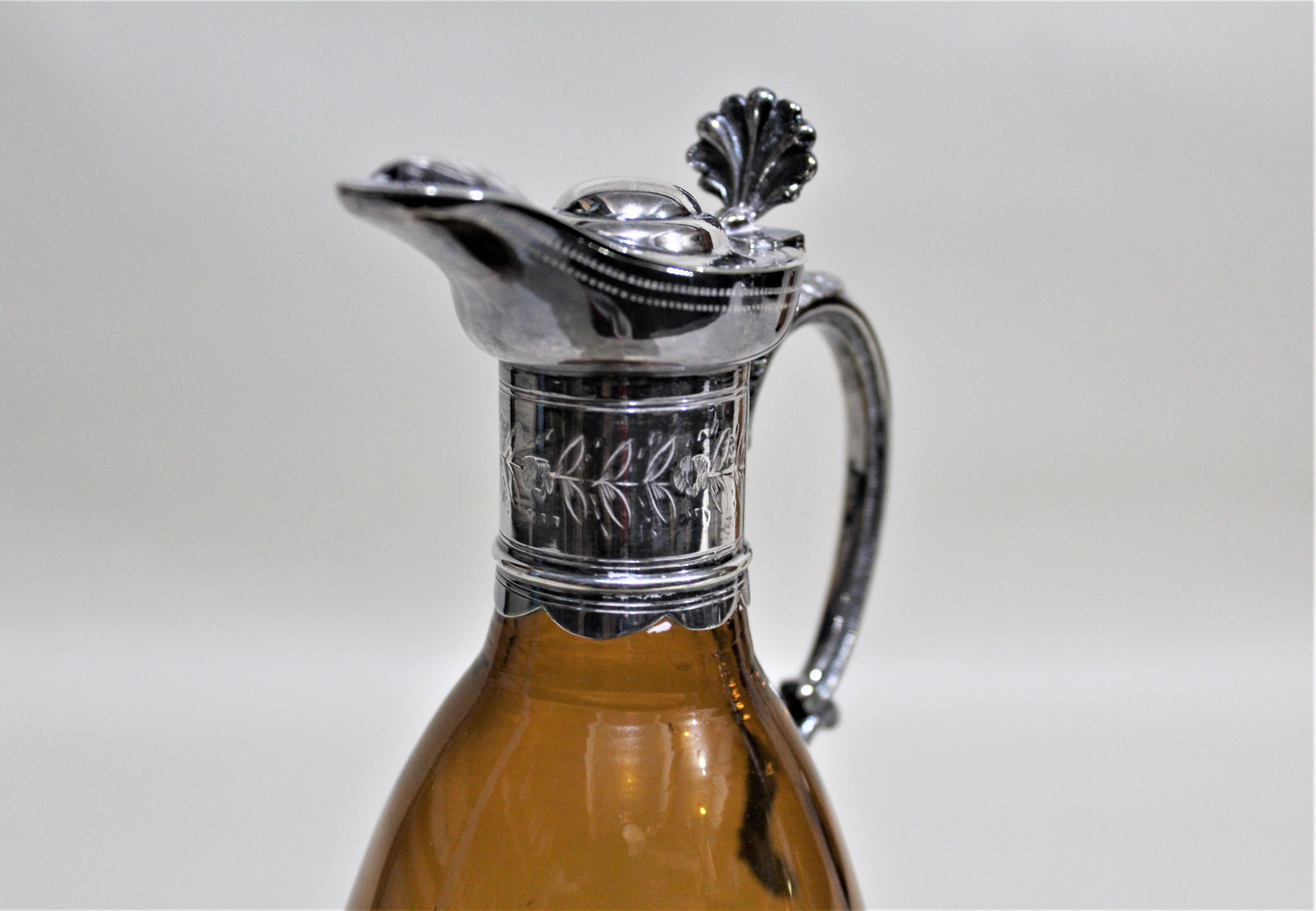 Victorian Silver Plated Tantalus or Sherry Stand with Amber Glass Bottles 4