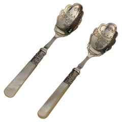Victorian Silver-Plated Spoons with Mother-of-Pearl Handles  Set of 2