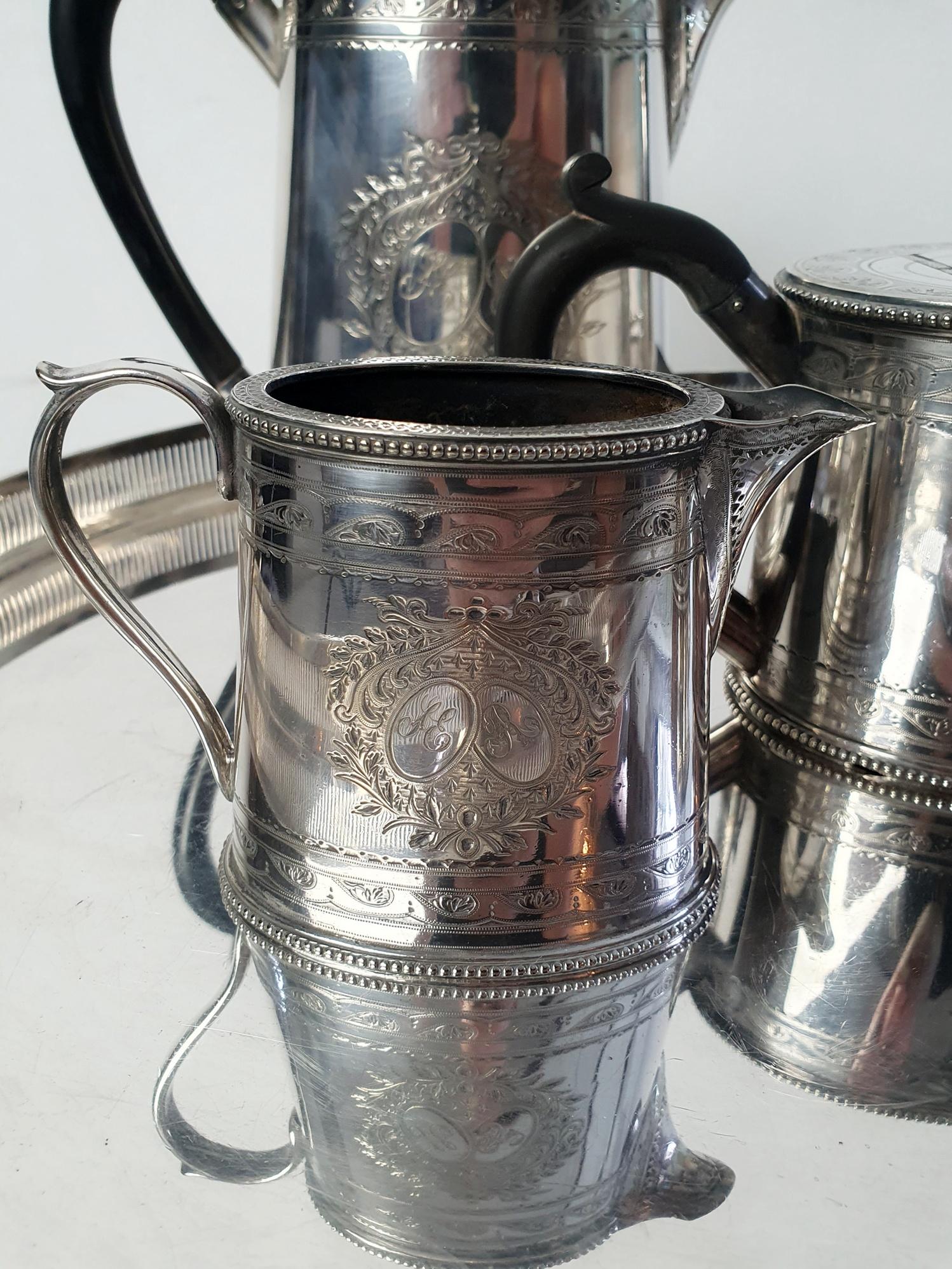 19th Century Victorian Silver Plated Tea and Coffee Service Set For Sale