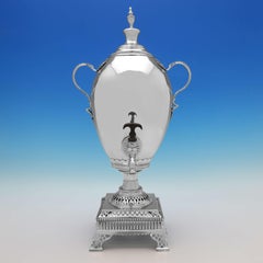 Victorian Silver Plated Tea Urn with Hot Iron Holder, circa 1860