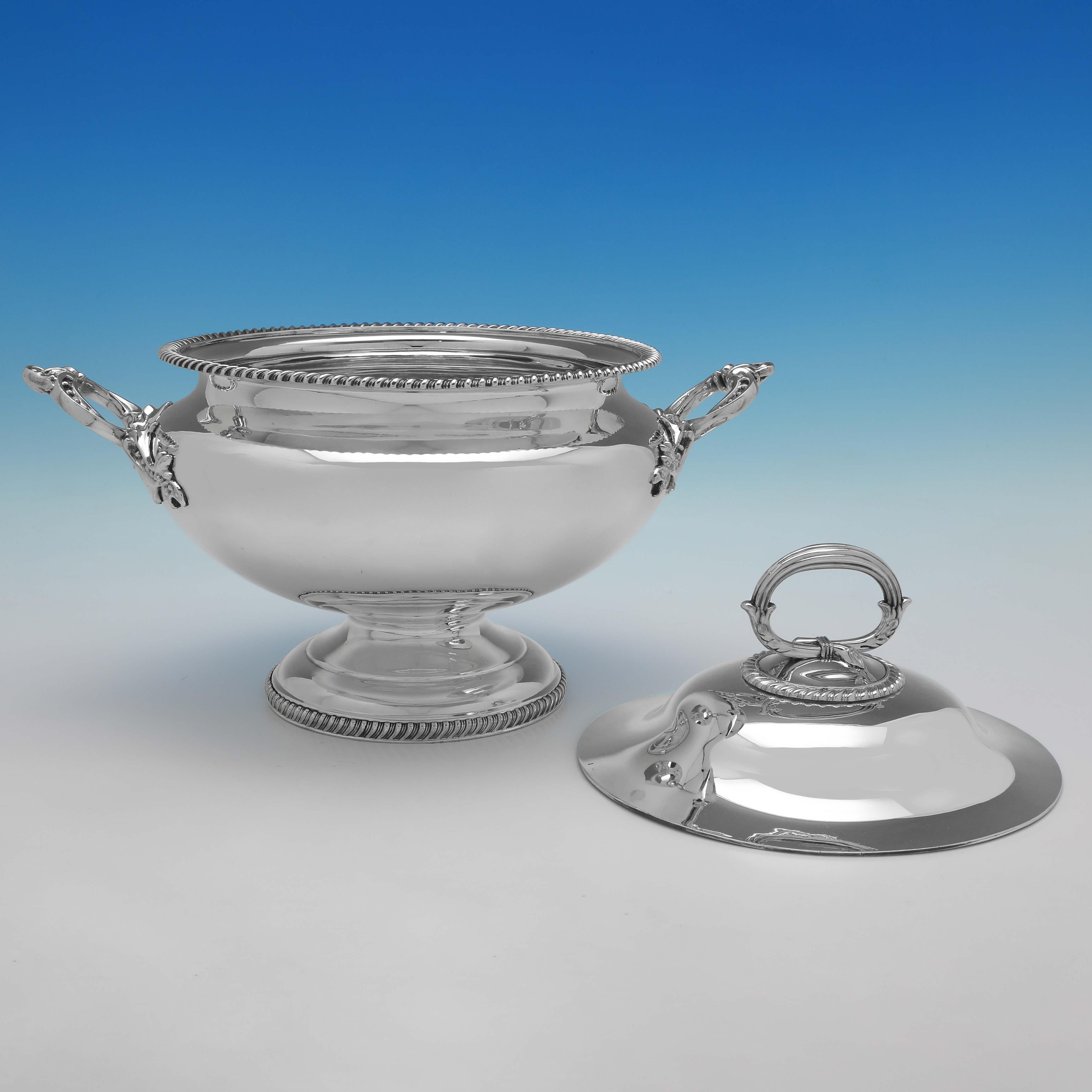 English Victorian Silver Plated Tureen on Warming Stand - Made circa 1880 For Sale